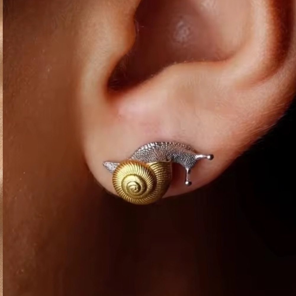 Petite Snail Gold Silver Earrings new 24k Gold Plated new